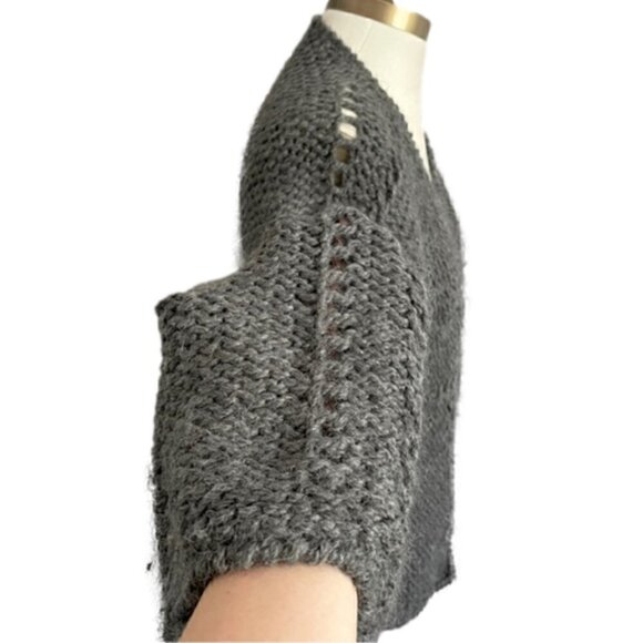 House of Harlow Gray Wool Alpaca Chunky Open Cardigan Sweater - S/M - Picture 5 of 11